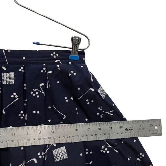 90s Golf Print Skirt Side Button Midi to Maxi Blue White Vintage SZ S 10 Cotton - Picture 6 of 15